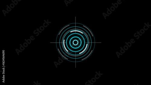 Digital interface depicting a sophisticated target scope, Digital target with arrow hitting bullseye in technology background . Cyber security or strategic planning in a virtual environment.