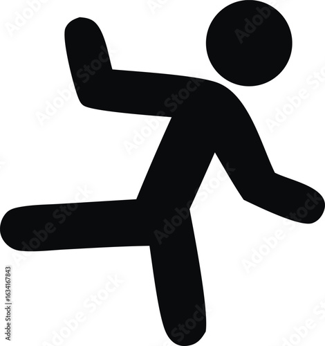 Silhouette of a dynamic figure in motion captured mid stride with arms extended embodying athletic movement and energy