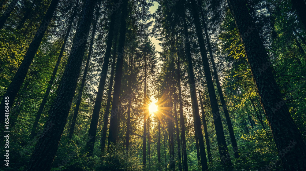 Fototapeta premium sun rays in forest