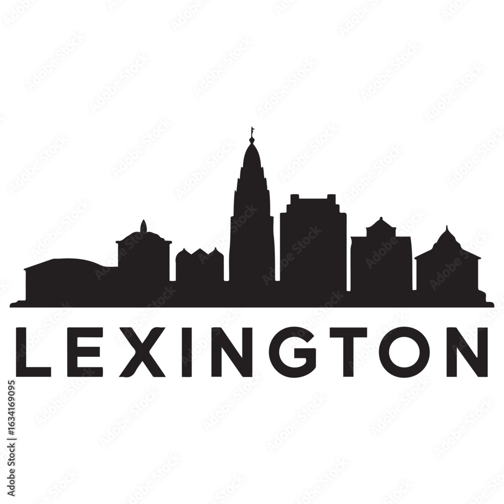 Naklejka premium Lexington skyline silhouette. Black Lexington city. Vector black silhouette. with white background.