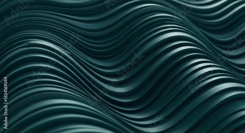 Abstract Teal Wavy 3D Render of a Modern and Elegant Surface, Background, Texture, Wallpaper, or Design Element