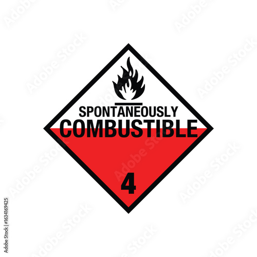Class 4.2 spontaneously combustible hazard warning placard
