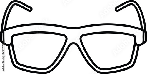 Simple outline drawing of safety glasses isolated on transparent background