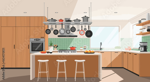 Contemporary Kitchen Interior Design With Natural Light And Island