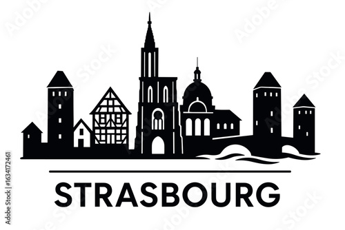 Strasbourg city skyline with iconic buildings and landmarks