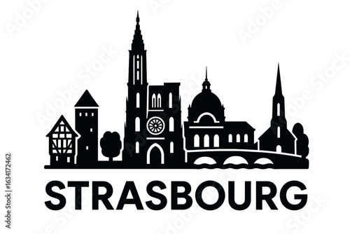 Strasbourg city skyline with iconic buildings and landmarks