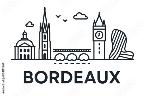 Bordeaux city skyline with iconic buildings and landmarks
