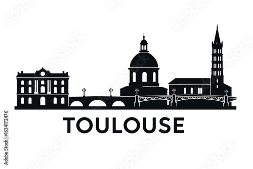 Toulouse city skyline with iconic buildings and landmarks