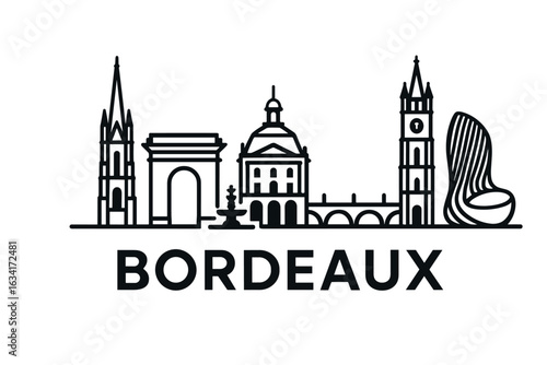 Bordeaux city skyline with iconic buildings and landmarks
