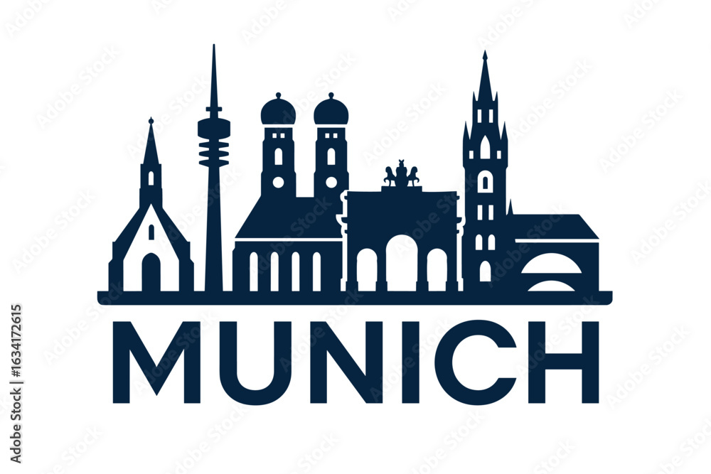Fototapeta premium Munich city skyline with iconic buildings and landmarks