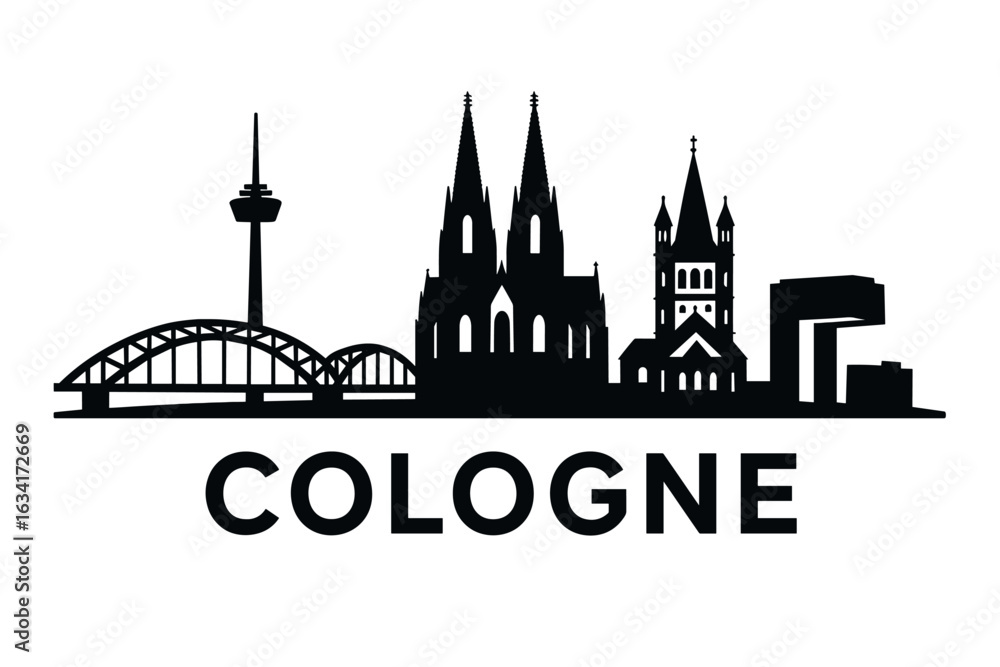 Obraz premium Cologne city skyline with iconic buildings and landmarks