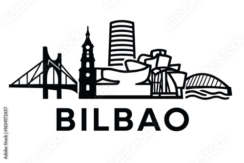 Bilbao city skyline with iconic buildings and landmarks