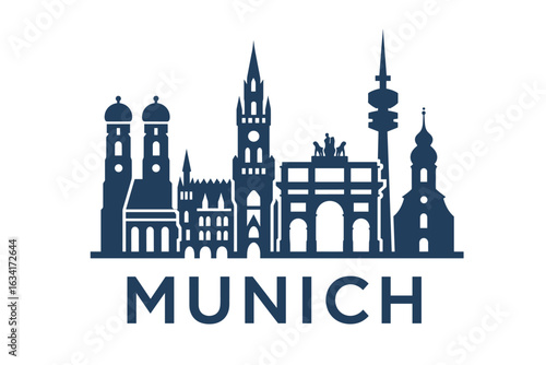 Munich city skyline with iconic buildings and landmarks