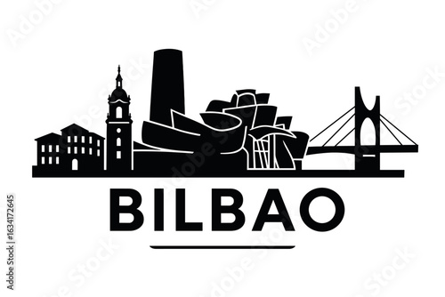 Bilbao city skyline with iconic buildings and landmarks