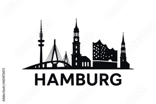 Hamburg city skyline with iconic buildings and landmarks
