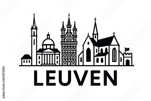 Wallpaper Mural Leuven city skyline with iconic buildings and landmarks Torontodigital.ca