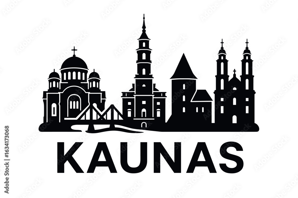 Obraz premium Kaunas city skyline with iconic buildings and landmarks
