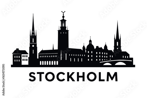 Stockholm city skyline with iconic buildings and landmarks