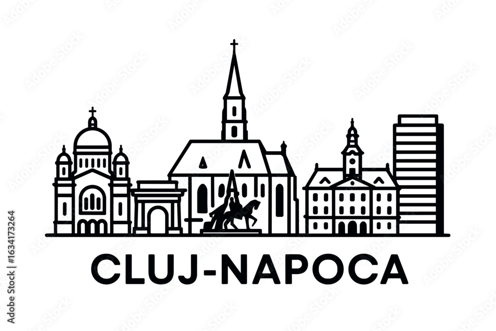 Obraz premium Cluj‑Napoca city skyline with iconic buildings and landmarks