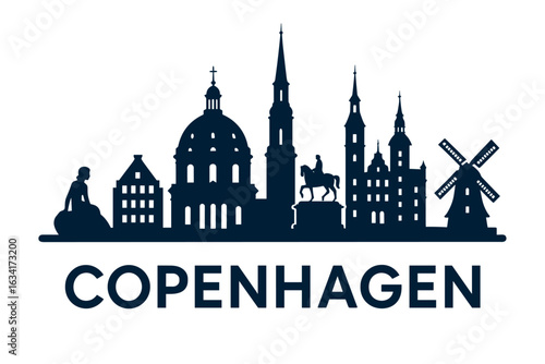 Copenhagen city skyline with iconic buildings and landmarks