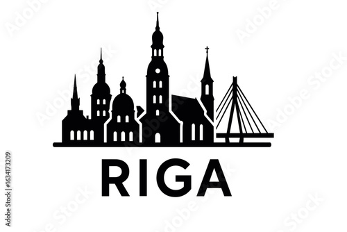 Riga city skyline with iconic buildings and landmarks