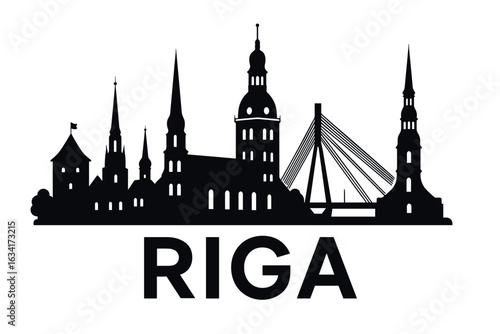 Riga city skyline with iconic buildings and landmarks