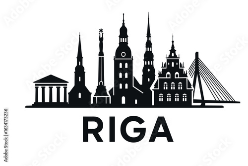 Riga city skyline with iconic buildings and landmarks