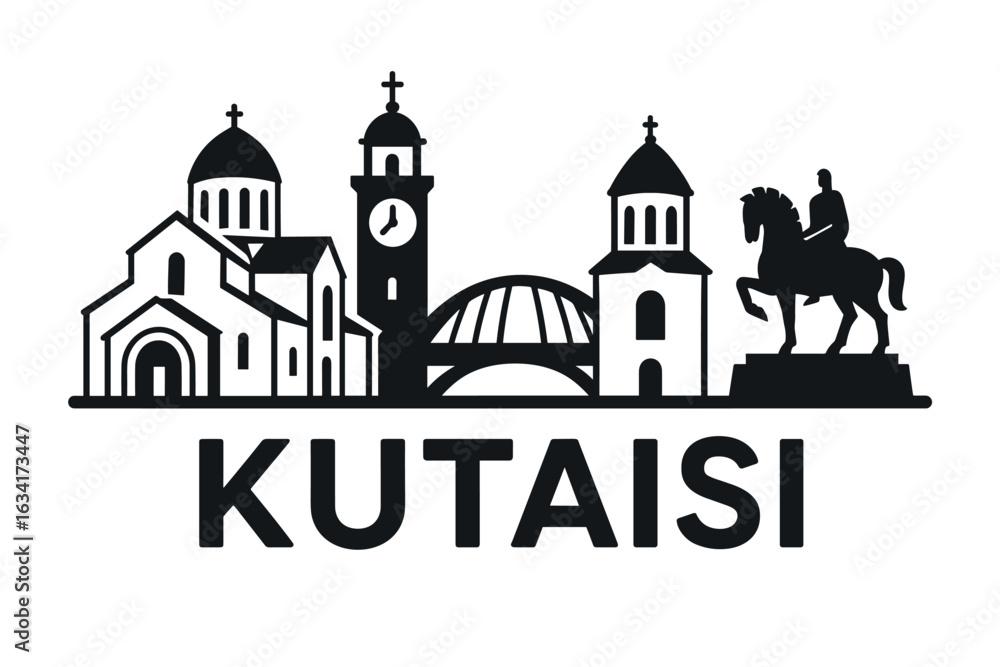 Obraz premium Kutaisi city skyline with iconic buildings and landmarks