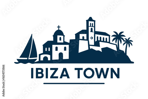 City skyline with iconic buildings and landmarks, Ibiza Town