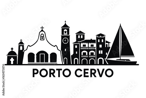 City skyline with iconic buildings and landmarks, Porto Cervo