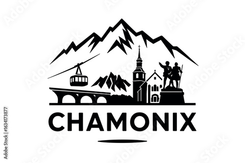 City skyline with iconic buildings and landmarks, Chamonix
