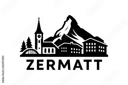 City skyline with iconic buildings and landmarks, Zermatt
