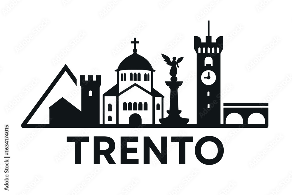 Obraz premium City skyline with iconic buildings and landmarks, Trento