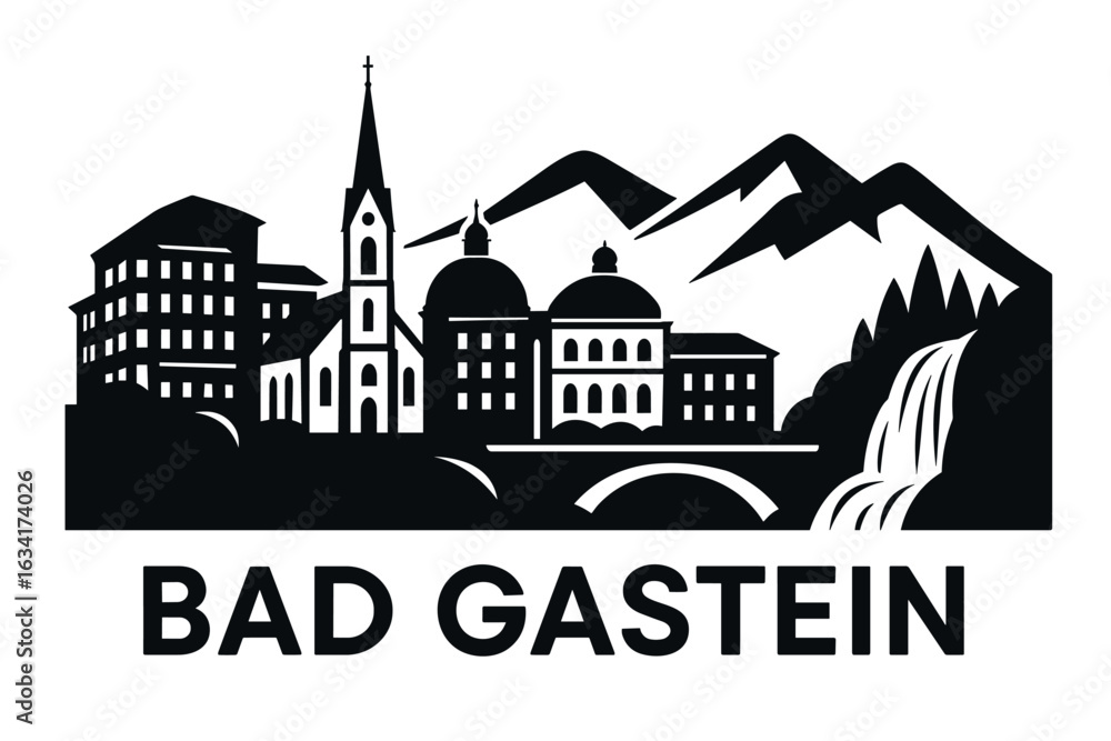 Fototapeta premium City skyline with iconic buildings and landmarks, Bad Gastein