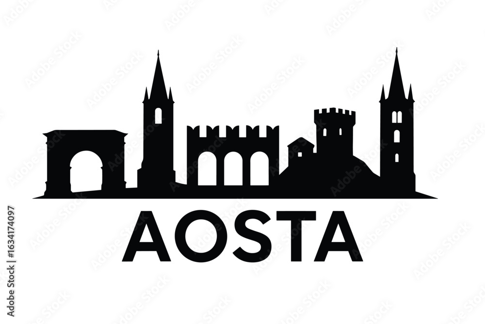 Fototapeta premium City skyline with iconic buildings and landmarks, Aosta