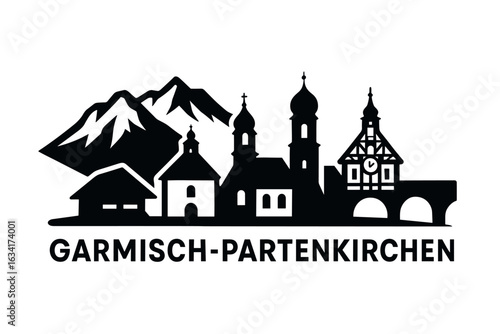 City skyline with iconic buildings and landmarks, Garmisch-Partenkirchen
