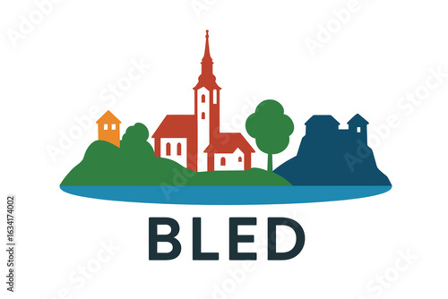 City skyline with iconic buildings and landmarks, Bled