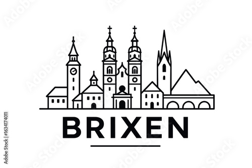 City skyline with iconic buildings and landmarks, Brixen