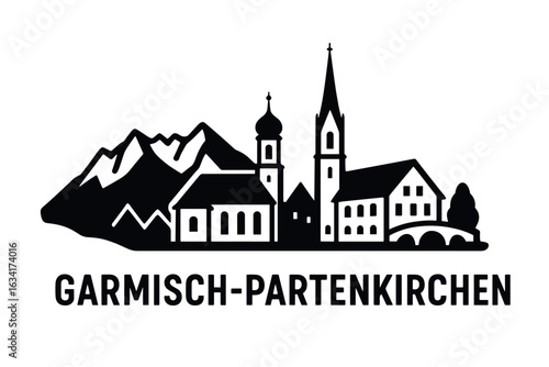 City skyline with iconic buildings and landmarks, Garmisch-Partenkirchen