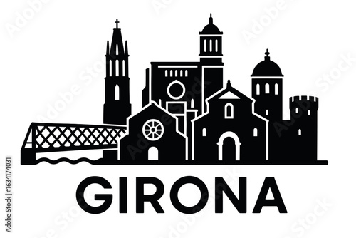 City skyline with iconic buildings and landmarks, Girona