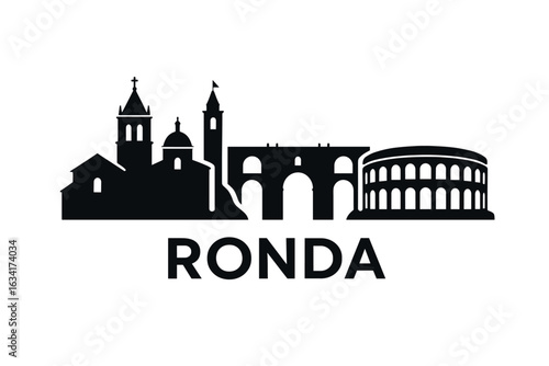 City skyline with iconic buildings and landmarks, Ronda