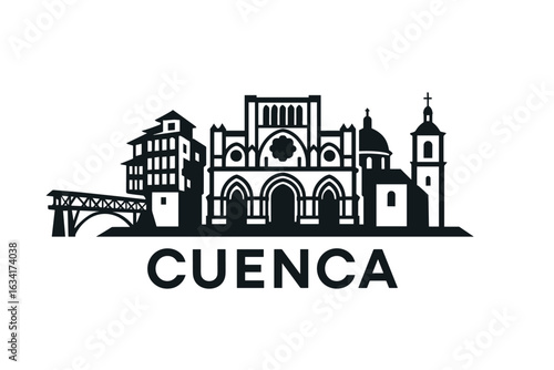 City skyline with iconic buildings and landmarks, Cuenca
