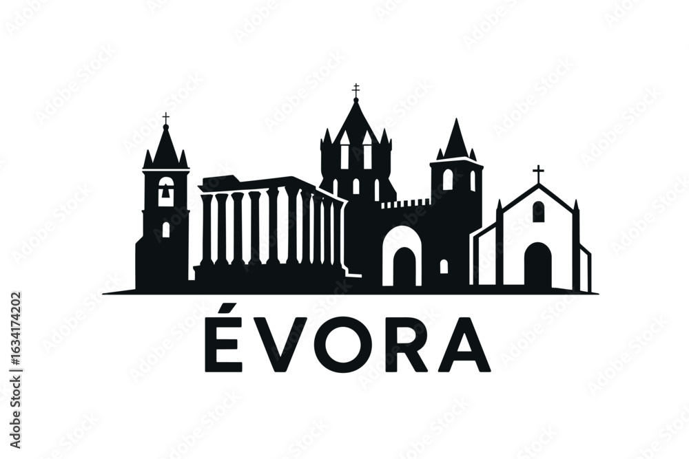 Obraz premium City skyline with iconic buildings and landmarks, Évora