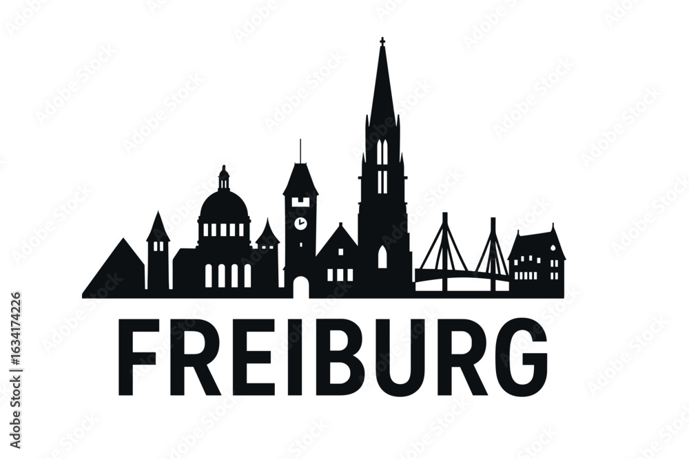 Fototapeta premium City skyline with iconic buildings and landmarks, Freiburg im Breisgau