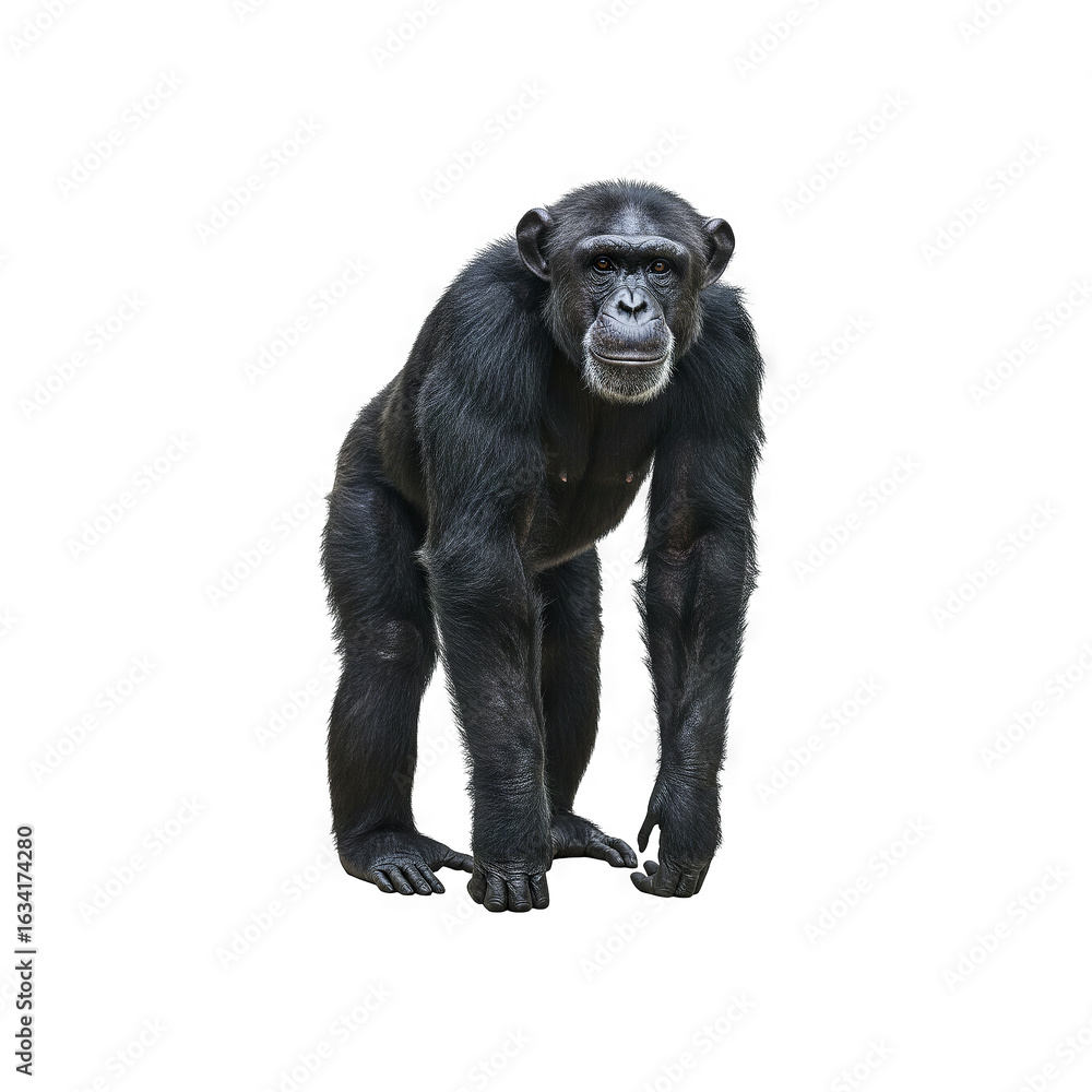 Fototapeta premium Close up of a standing male chimpanzee generative AI