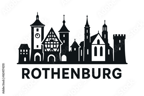 City skyline with iconic buildings and landmarks, Rothenburg ob der Tauber