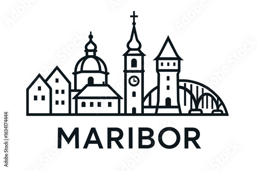 Wallpaper Mural City skyline with iconic buildings and landmarks, Maribor Torontodigital.ca