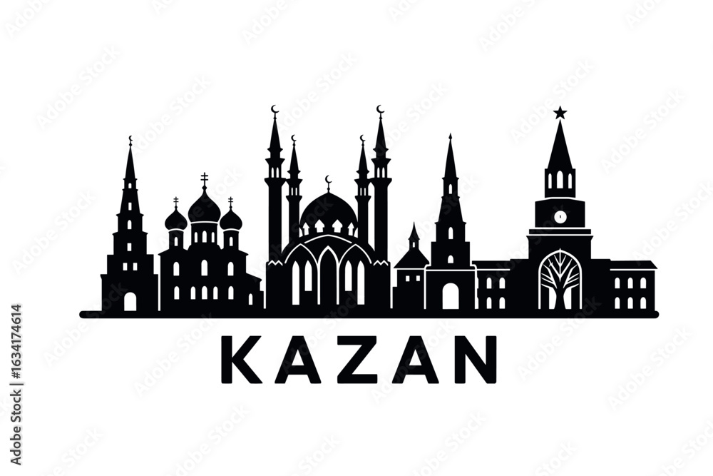 Naklejka premium City skyline with iconic buildings and landmarks, Kazan