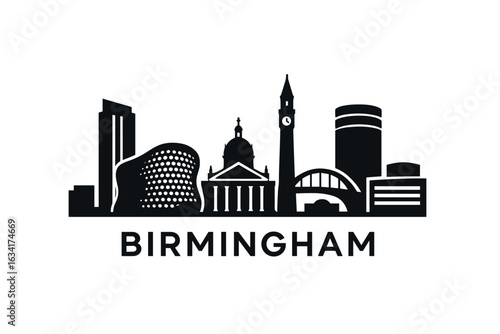 City skyline with iconic buildings and landmarks, Birmingham