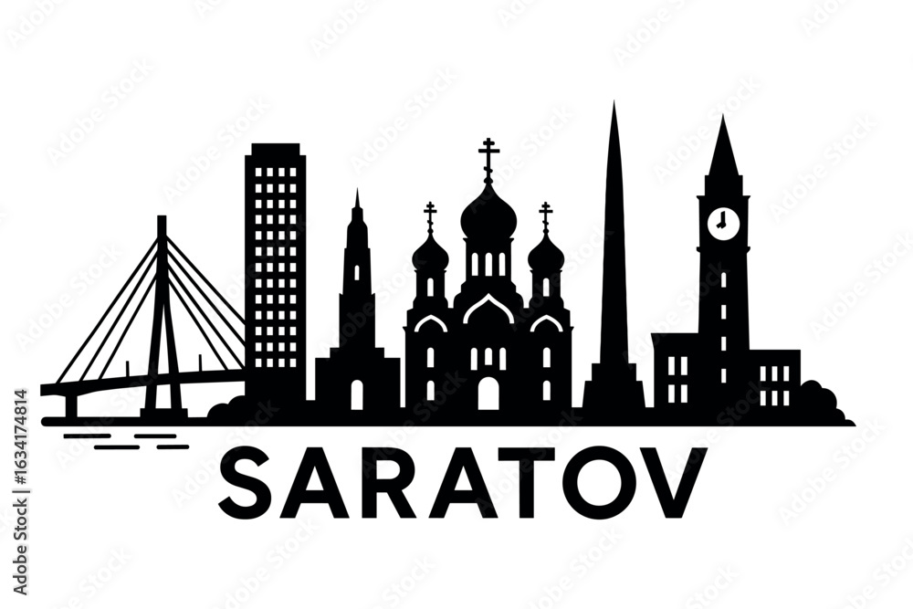 Obraz premium City skyline with iconic buildings and landmarks, Saratov